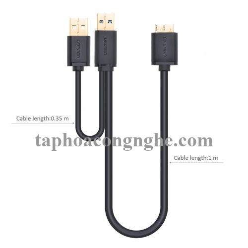 Ugreen 10898 0.5M màu Đen Cáp USB 3.0 sang MICRO USB 3.0 cho ổ cứng hỗ trợ nguồn US140 30010898